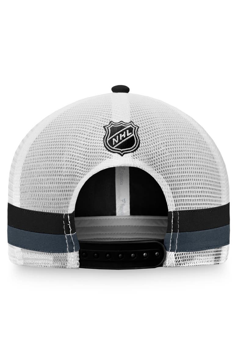 Men's Fanatics Branded Black/White Vegas Golden Knights Fundamental Striped Trucker Adjustable Hat, Alternate, color, Black