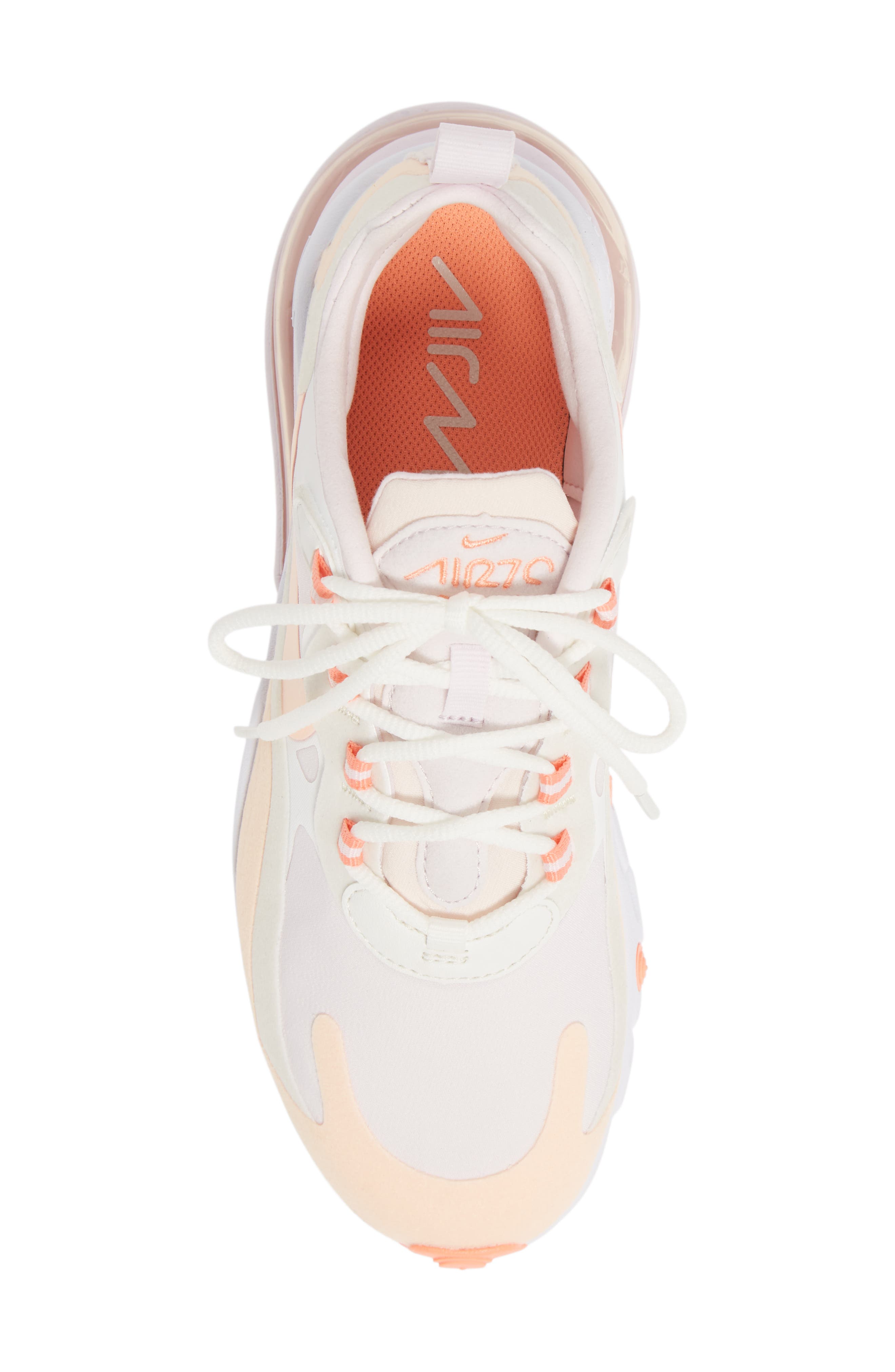 Air Max 270 React Sneaker, Alternate, color, WHITE/ CRIMSON/ LIGHT VIOLET