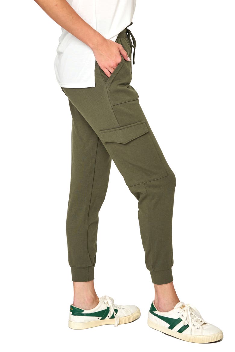 Gigi Essential Soft Stretch Cotton Ponte Cargo Joggers, Alternate, color, DARK OLIVE