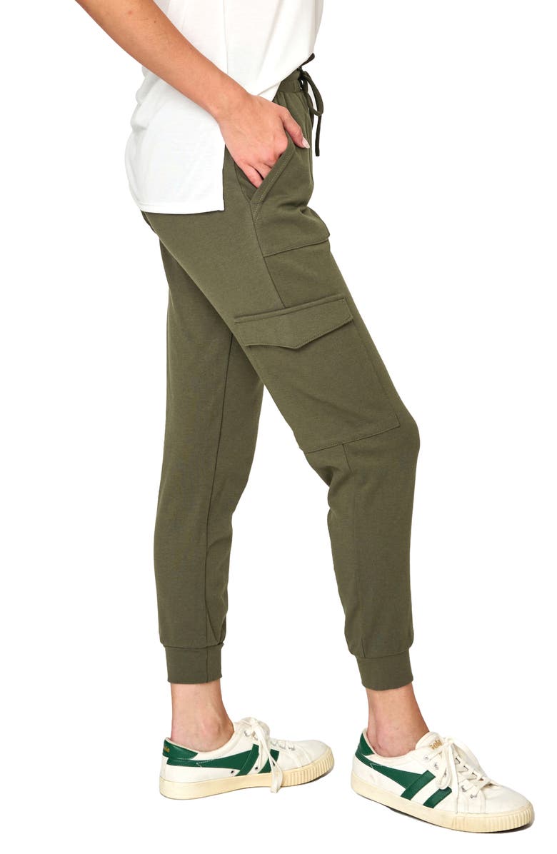 GIBSONLOOK Gigi Essential Soft Stretch Cotton Ponte Cargo Joggers, Alternate, color, Dark Olive