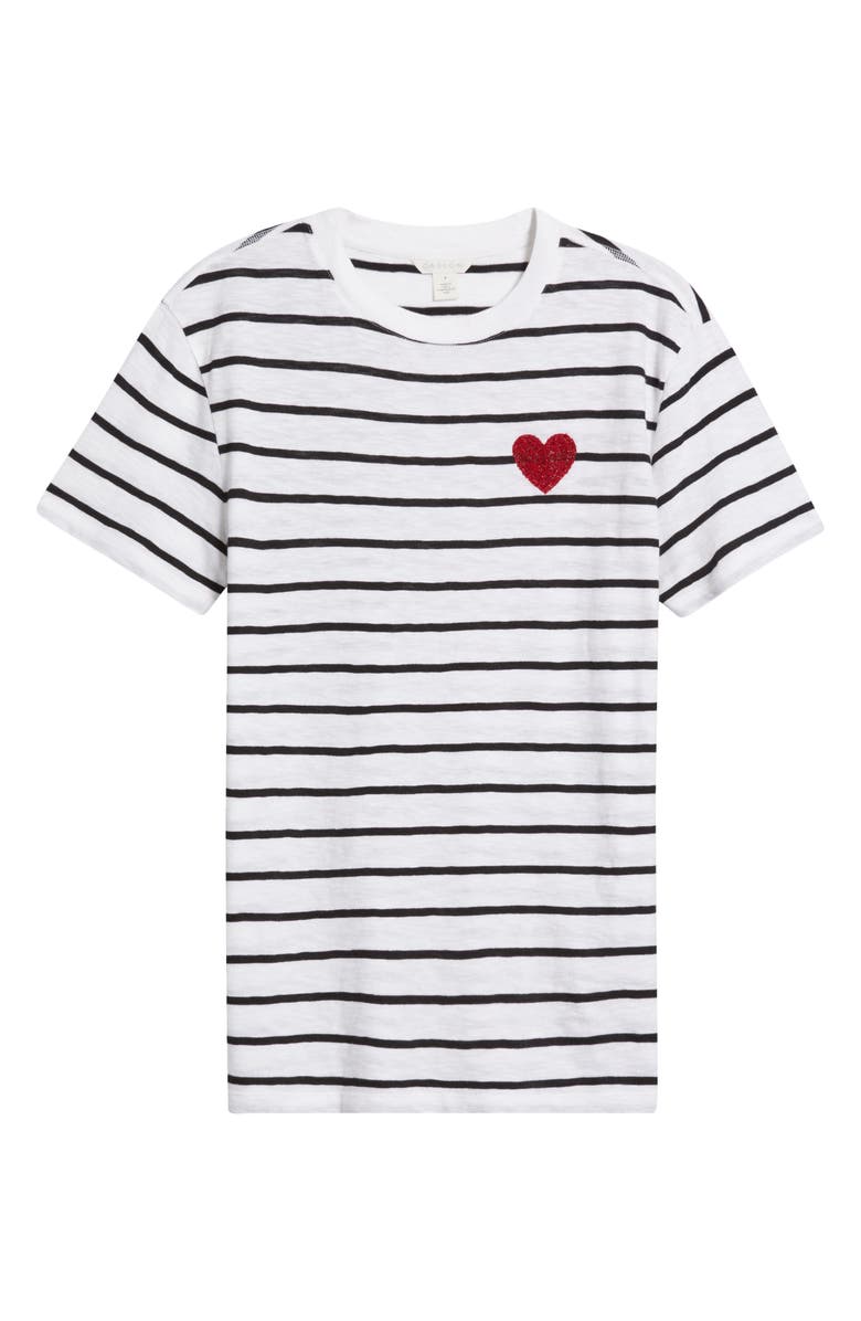 Caslon<sup>®</sup> Stripe Heart Embellished Cotton T-Shirt, Alternate, color, 