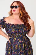 Unique Vintage Plus Size 1970s Off Ruffle Up Crop Top