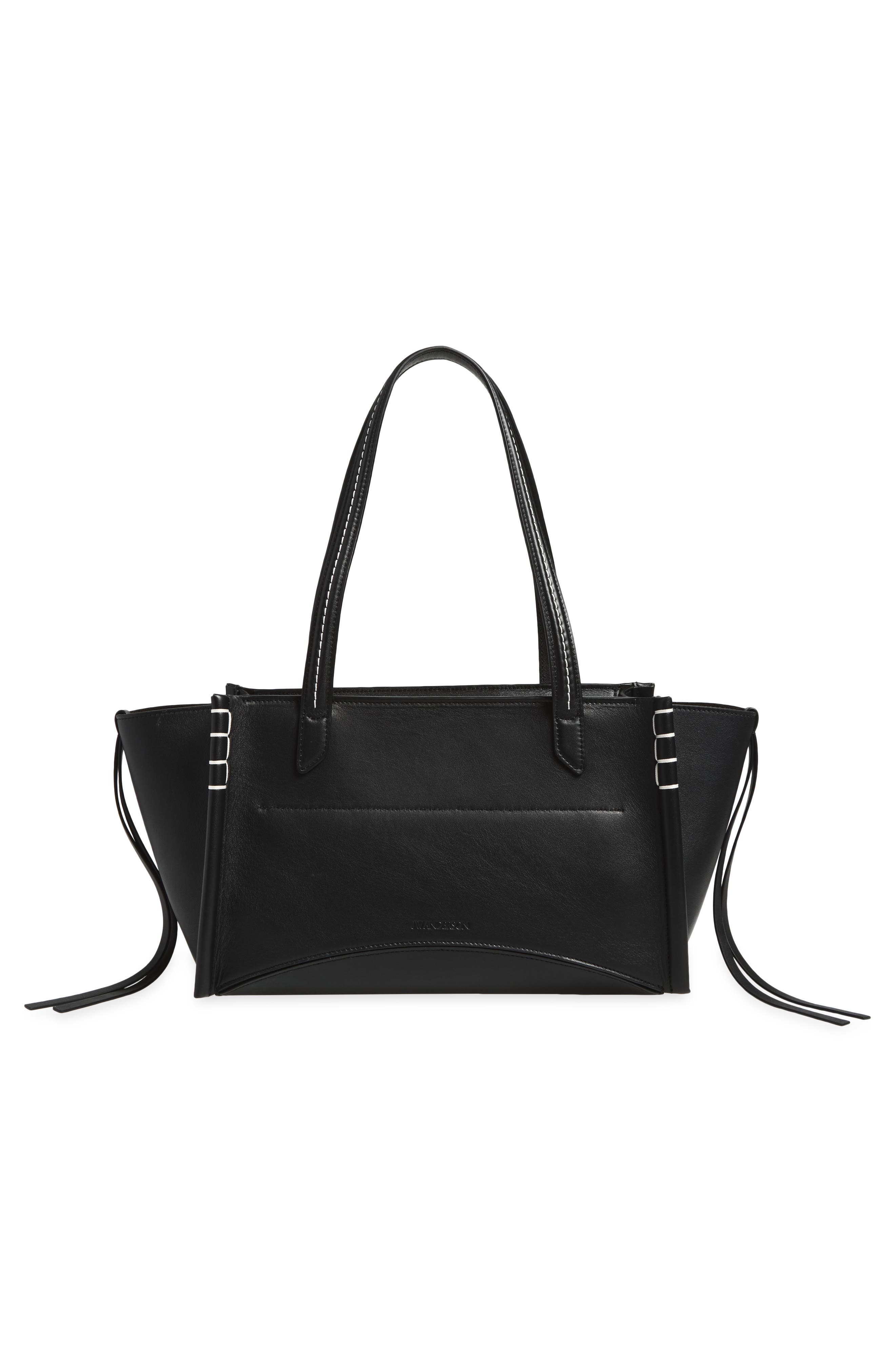 Elongated Loafer Cabas Leather Tote, Alternate, color, BLACK 999