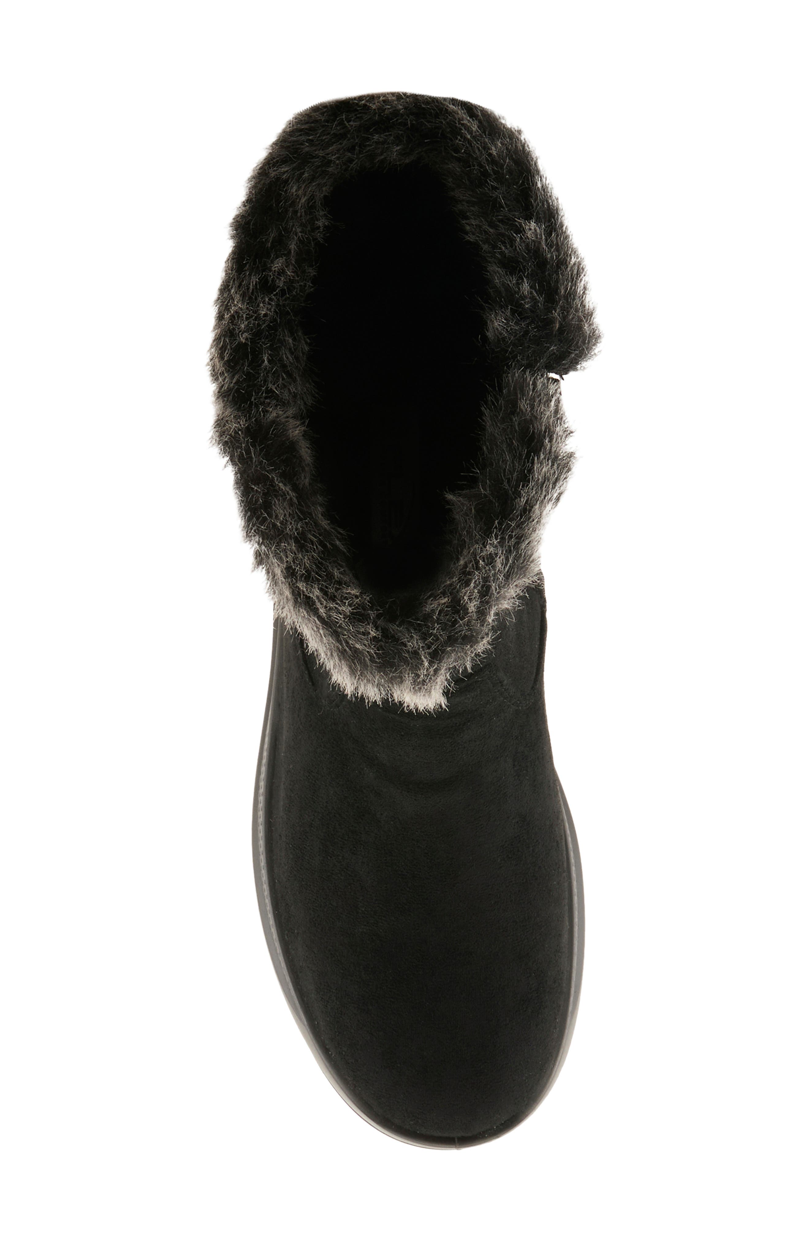 Galoshe Water Resistant Faux Fur Bootie, Alternate, color, BLACK