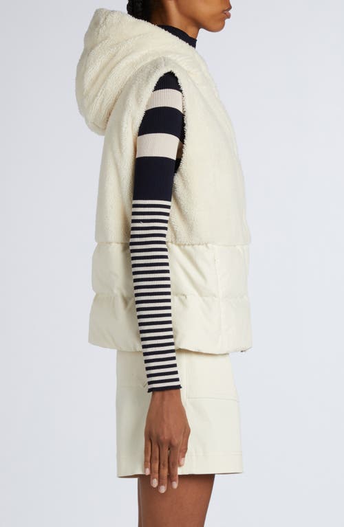 Moncler Floy Mixed Media Down Vest In Silk White