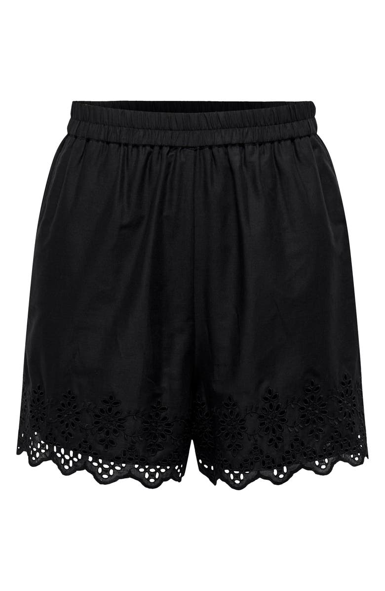 Only Onllou Embroidered Shorts, Alternate, color, Black