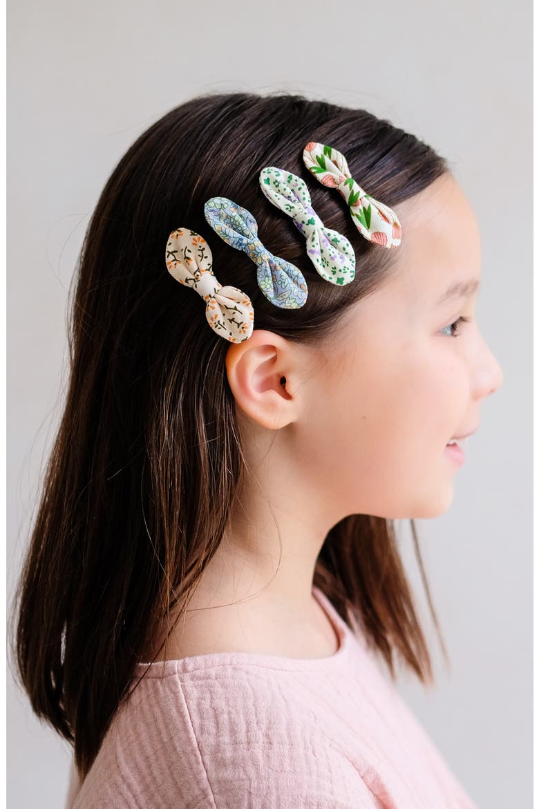 Kids' 4-Pack Flora Bow Hair Clips, Alternate, color, MEDIUM BEIGE