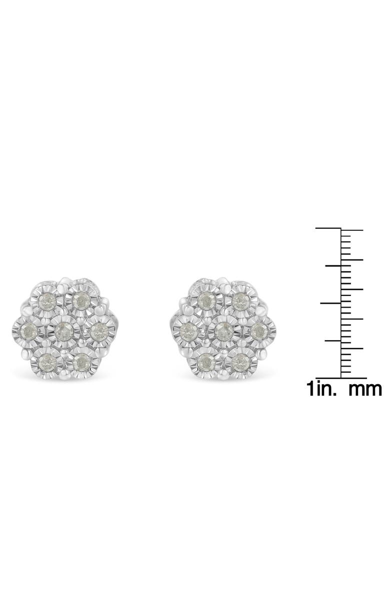 Haus of Brilliance Silver 1/4 Ct RoundDiamond Miracle- Floral Cluster Button Stud Earrings, Alternate, color, White