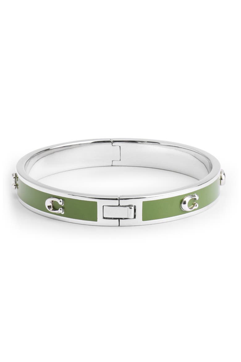Enamel Hinge Bracelet, Alternate, color, GREEN/ RHODIUM