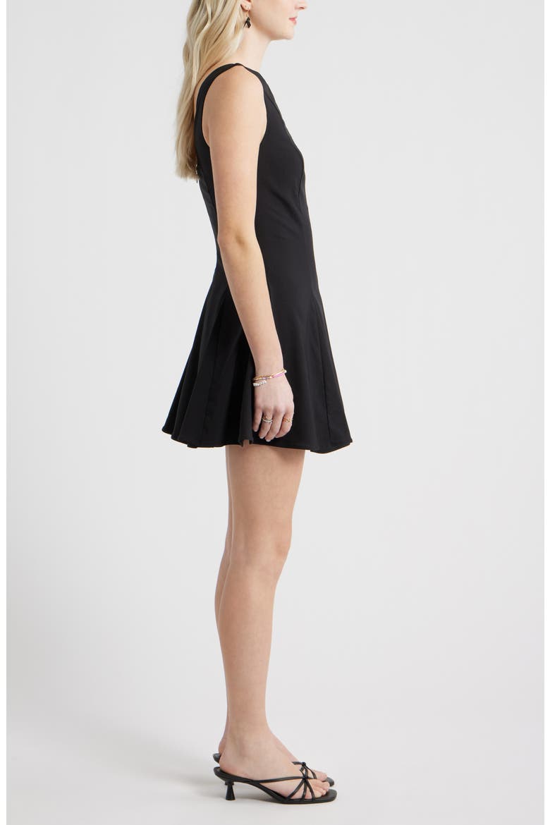 Bateau Neck Fit & Flare Minidress, Alternate, color, BLACK