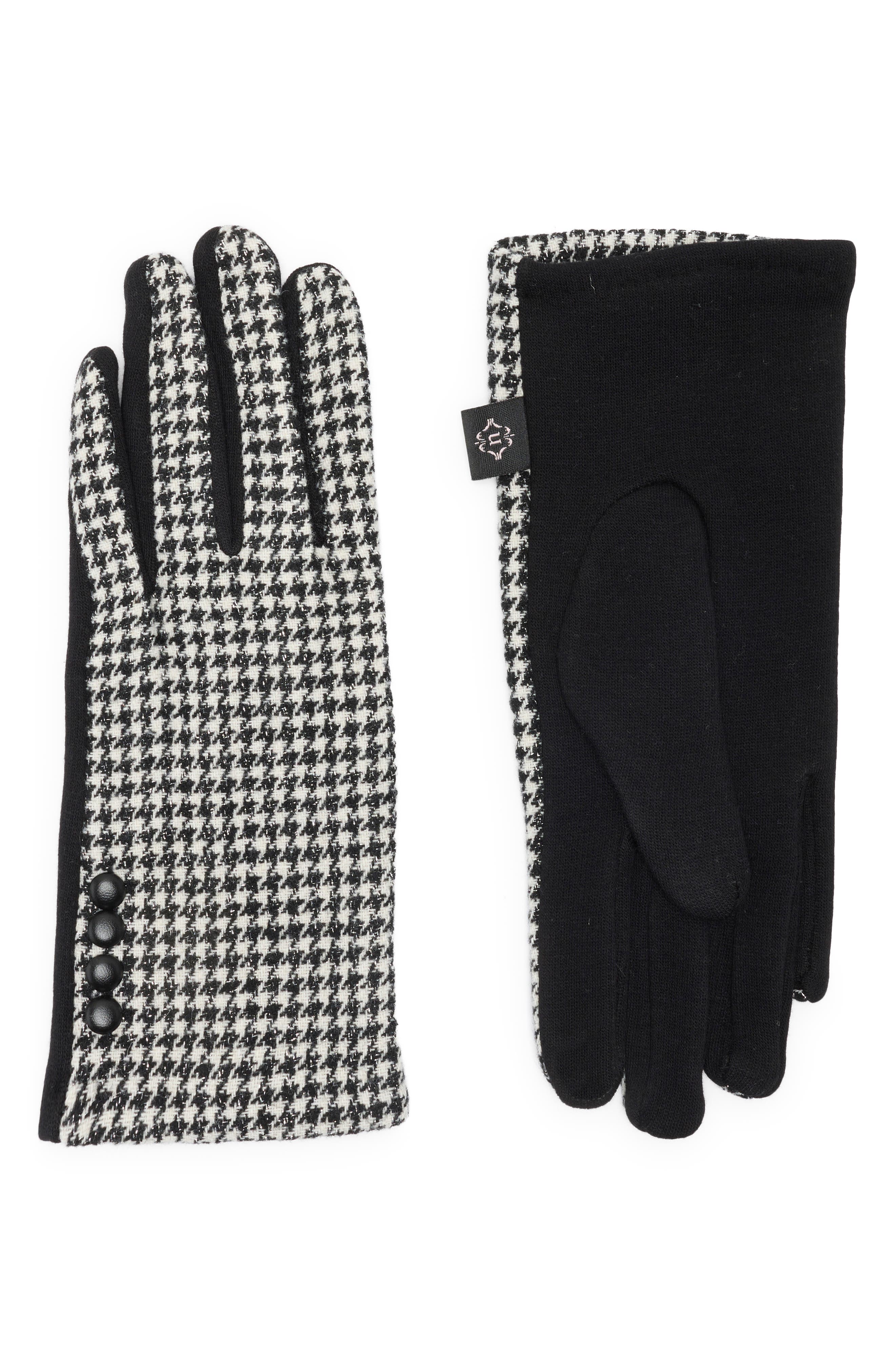 Nanette Lepore Houndstooth Button Gloves