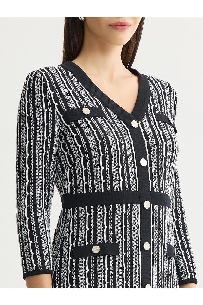 Vertical Stitch Knit Sheath Dress, Alternate, color, Black/New Ivory
