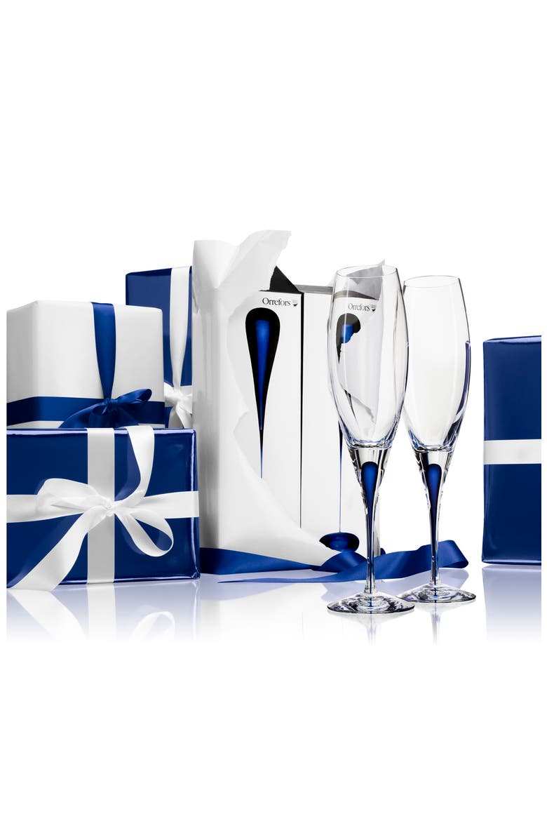 Intermezzo Set of 2 Champagne Flutes, Alternate, color, CLEAR