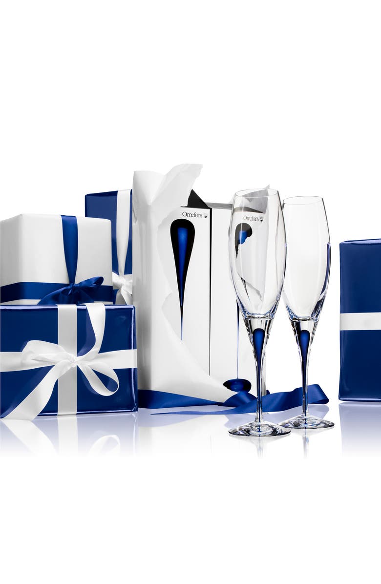 Orrefors Intermezzo Set of 2 Champagne Flutes, Alternate, color, Clear