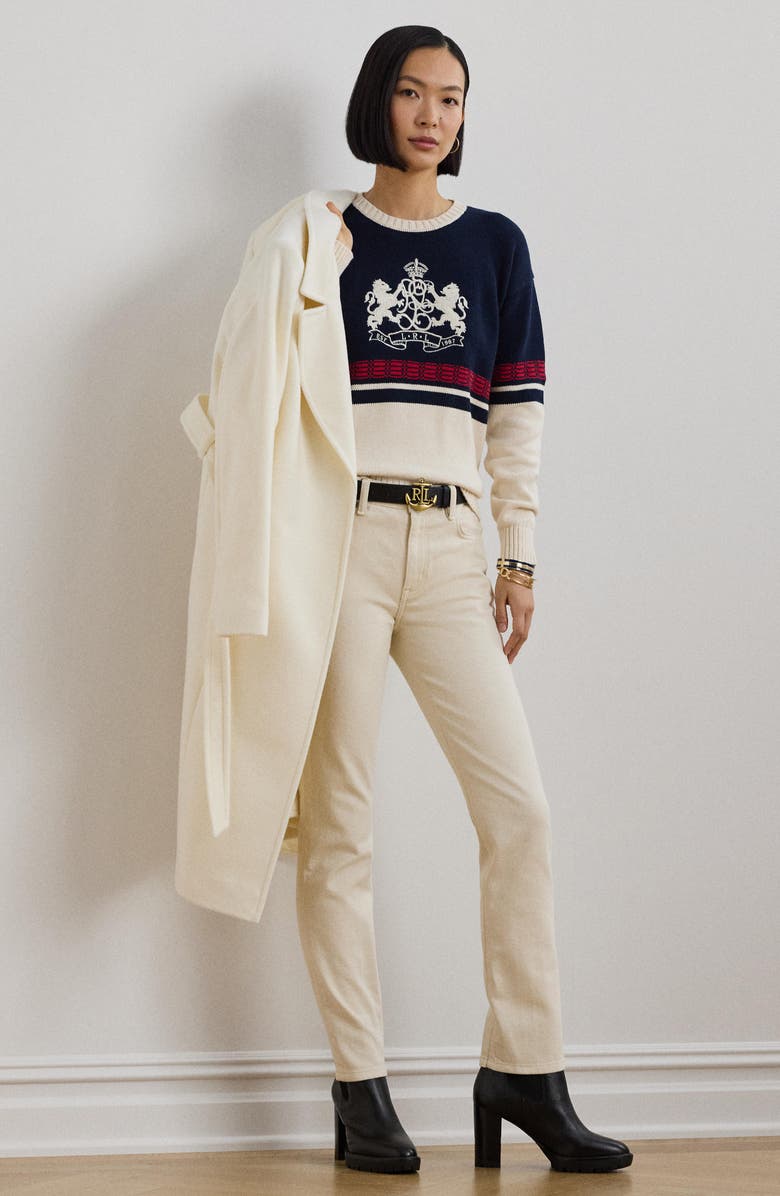 Lauren Ralph Lauren Embroidered Crest Sweater, Alternate, color, 