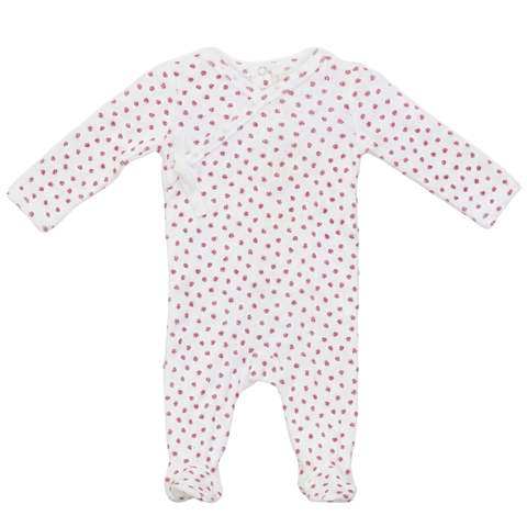 Girl Pointelle Flower Print Wrap Romper
