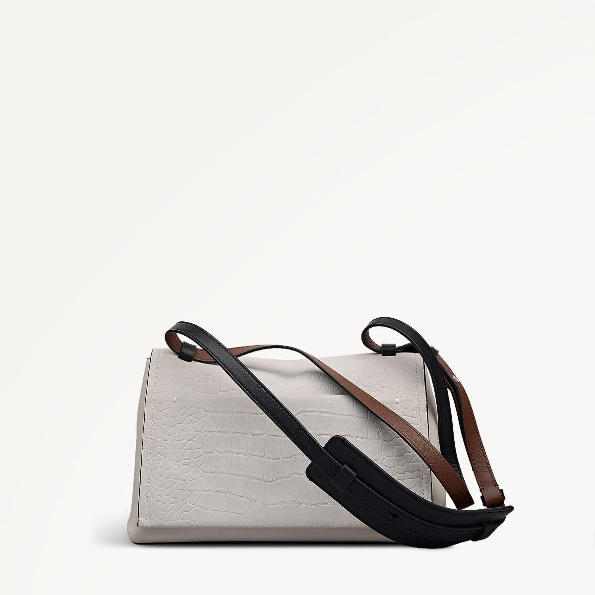 Radley Mercer Street - Faux Croc Medium Flapover Shoulder Bag, Alternate, color, Snow