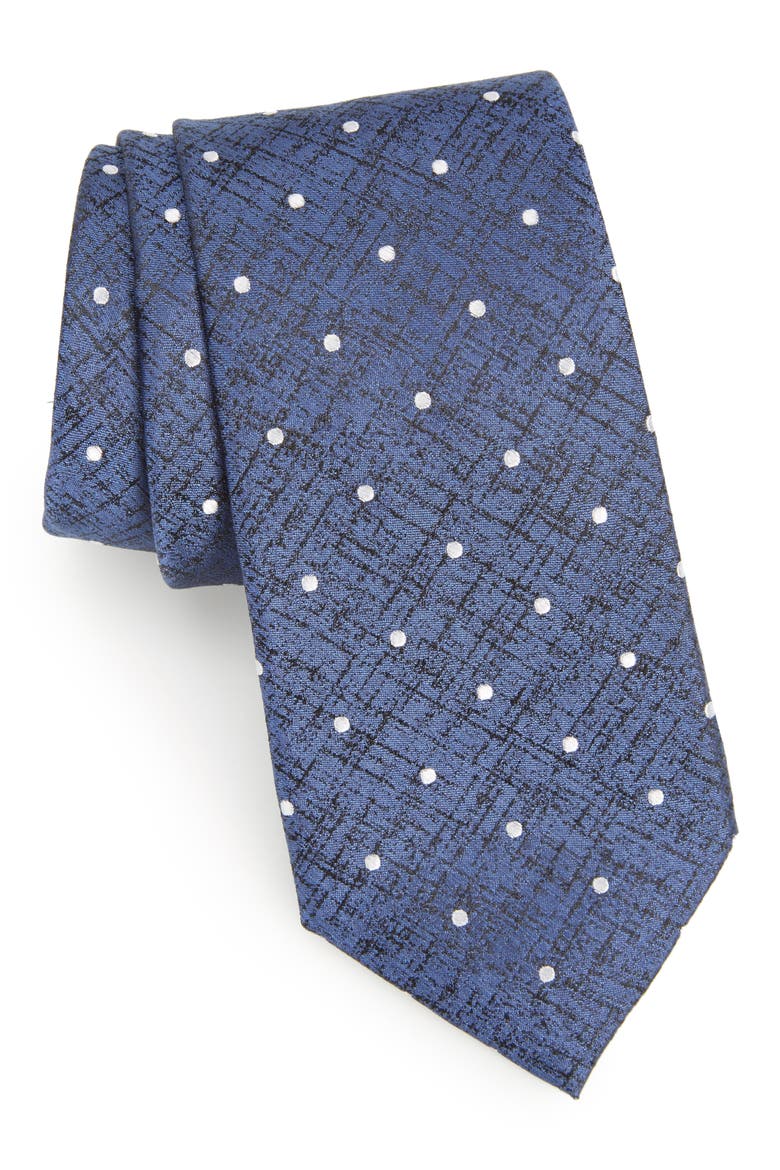 Aurora Dot Silk Tie, Main, color, NAVY
