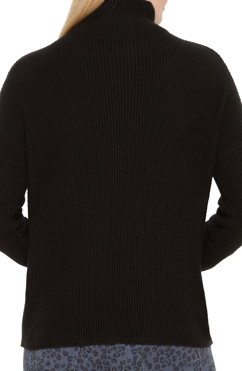 NIC+ZOE Waffle Stitch Tuck Sweater, Alternate, color, Black Onyx