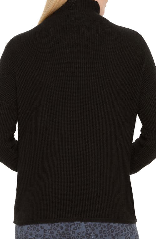 Nic + Zoe Nic+zoe Waffle Stitch Tuck Sweater In Black