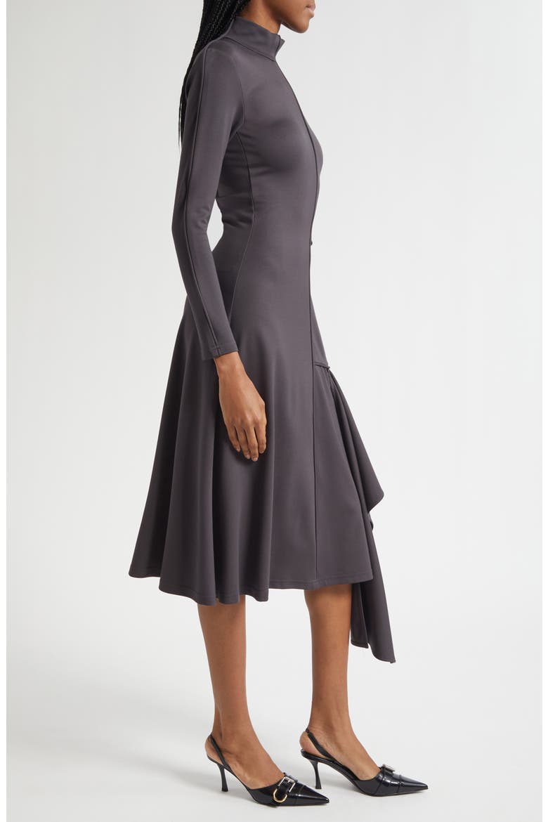 Siham Long Sleeve Fit & Flare Midi Dress, Alternate, color, DARK GREY