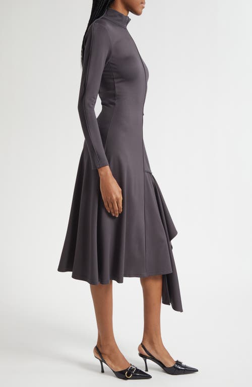 Israella Kobla Siham Long Sleeve Fit & Flare Midi Dress In Gray