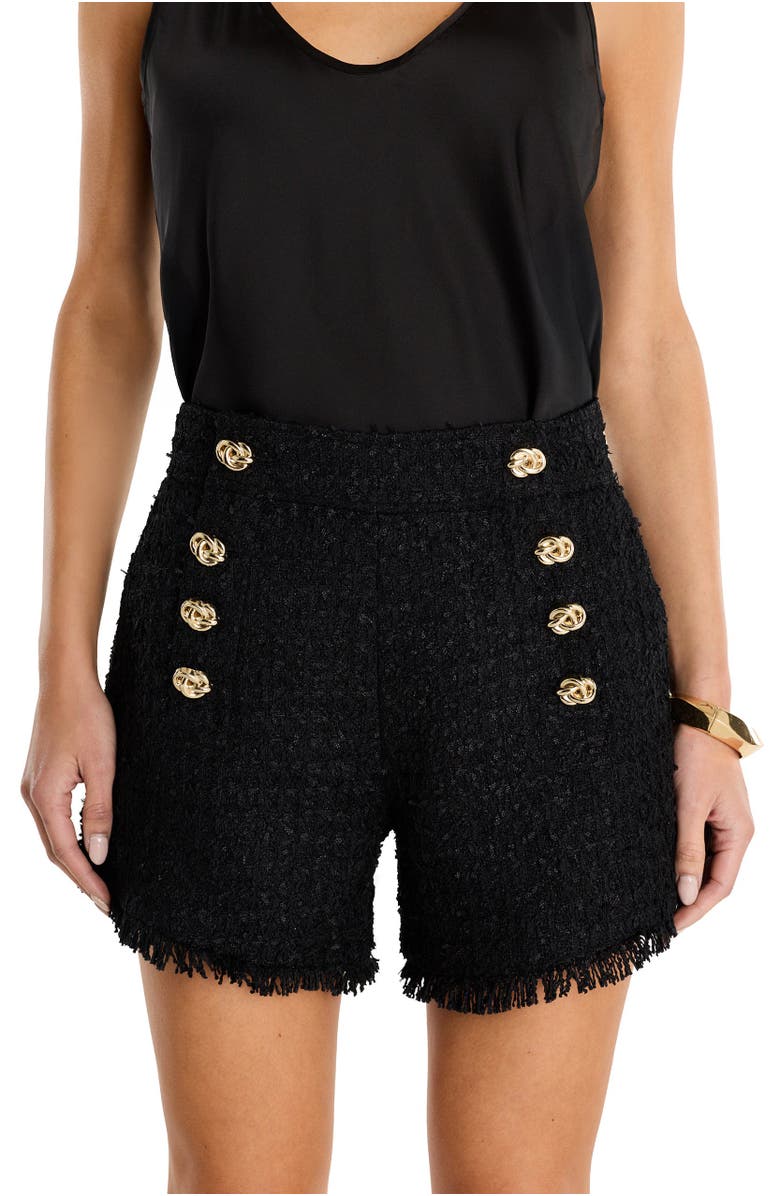 The Noli Shop Tamara Tweed Button Shorts, Main, color, Black