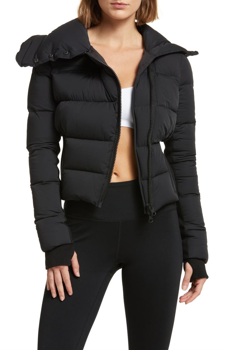 Blanc Noir Asymmetric Zip Crop Puffer Jacket, Main, color, 