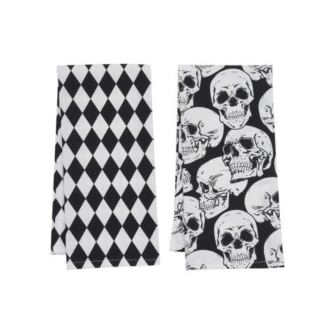 Skull Glances Reversible Diamond Halloween Towel Set 2