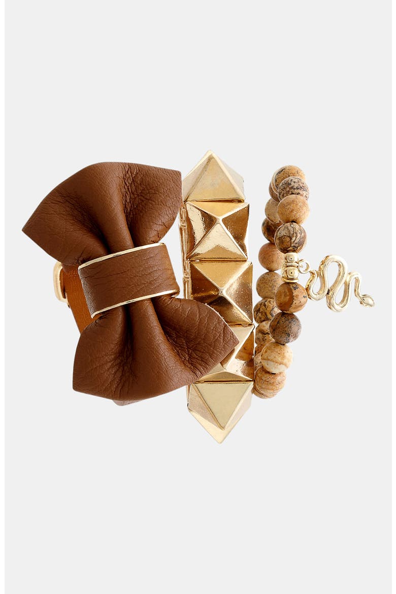 Studded Stretch Bracelet, Alternate, color, GOLD