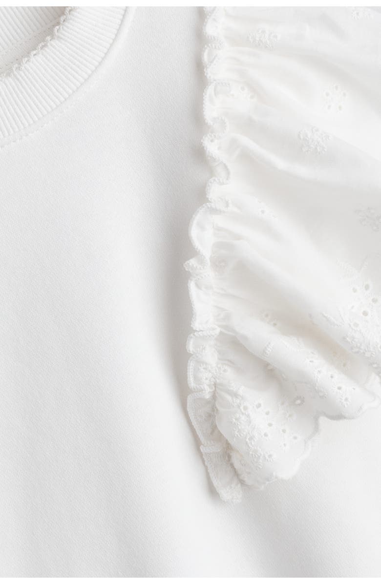 H&M Frill-trimmed Sweatshirt, Alternate, color, White