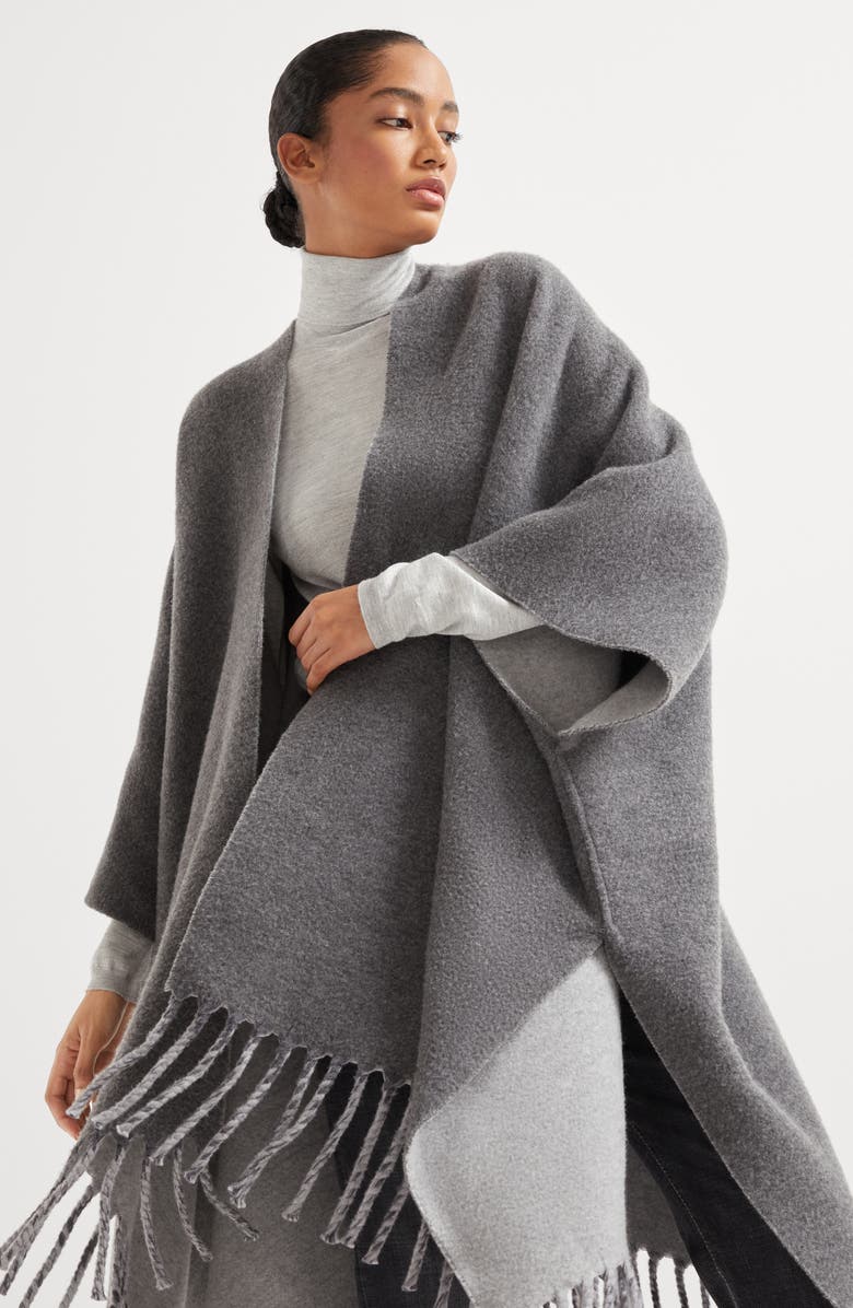 Brunello Cucinelli Double knit poncho, Alternate, color, 