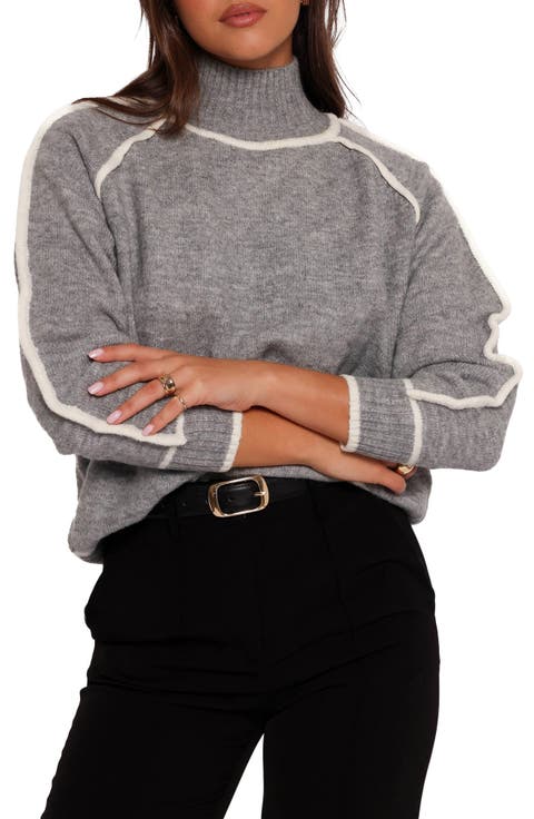 Rylee Contrast Trim Mock Neck Sweater