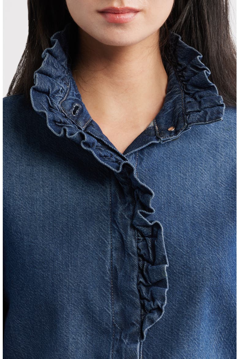 DL Aura Ruffle Denim Shirt, Alternate, color, FALL BLUES AURA