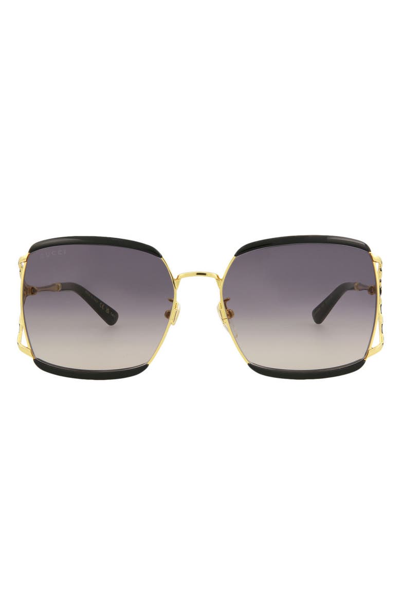 Gucci 59mm Square Sunglasses, Main, color, Black Black Grey