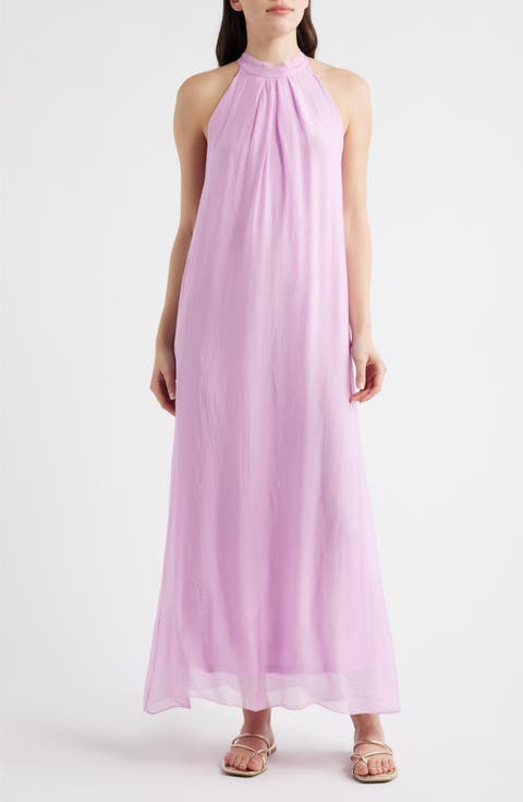 Vita Mock Neck Satin Maxi Dress