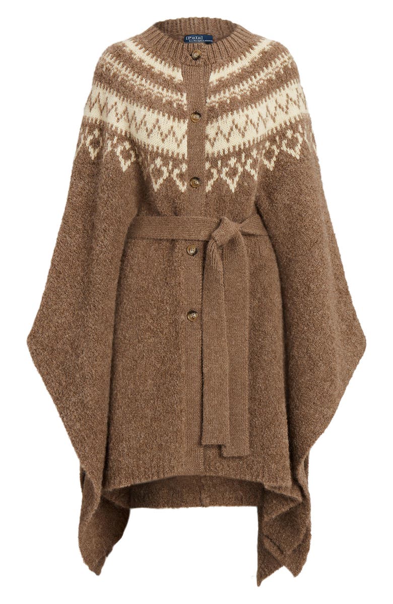 Polo Ralph Lauren Fair Isle Wool Blend Cape Cardigan, Alternate, color,