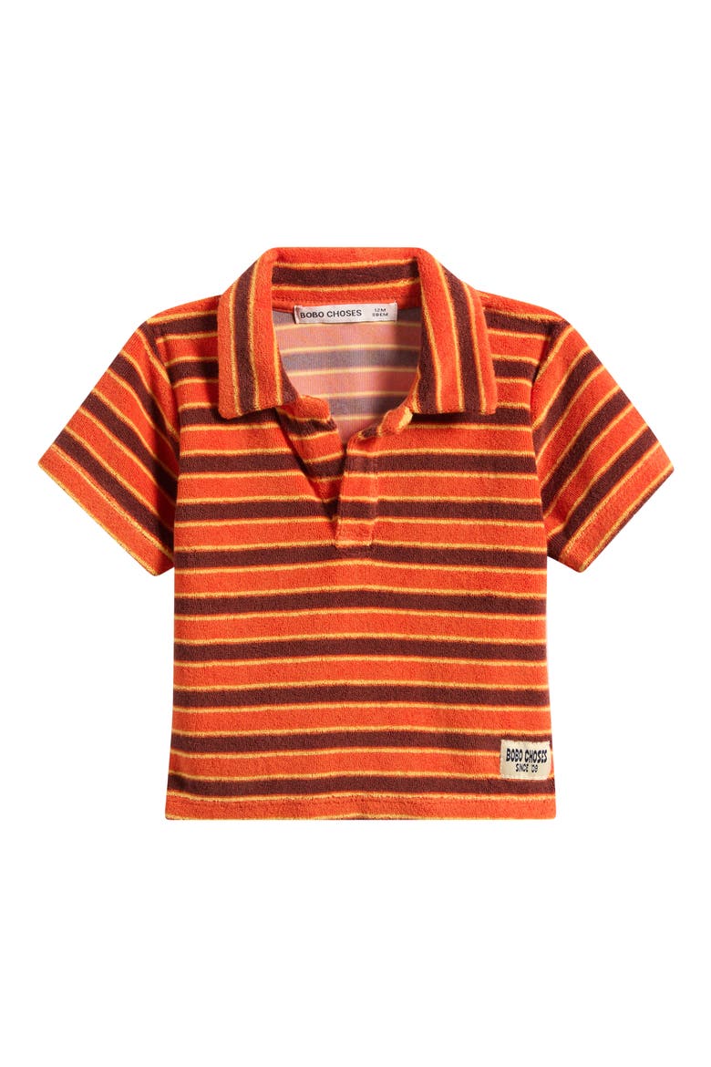 Stripe Brick Terry Cloth Polo, Main, color, ORANGE