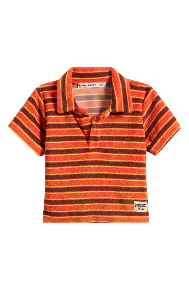 Bobo Choses Stripe Brick Terry Cloth Polo, Main, color, Orange