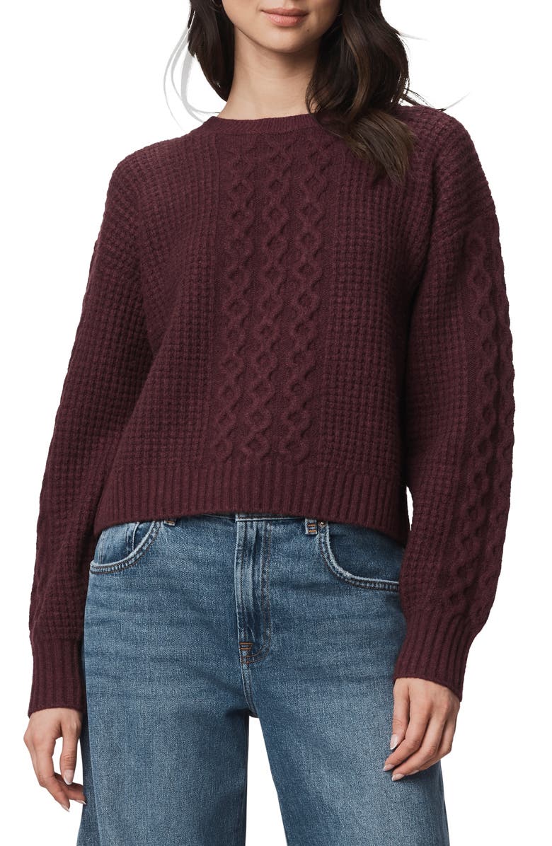Splendid Celeste Cable Stitch Sweater, Main, color, Dark Plum Purple