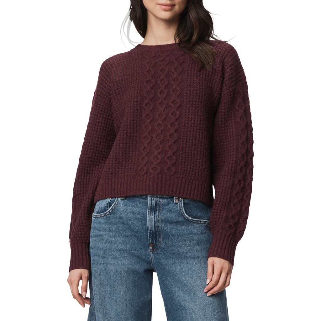 Splendid Novelty Pointelle Stitch Sweater In Burgundy