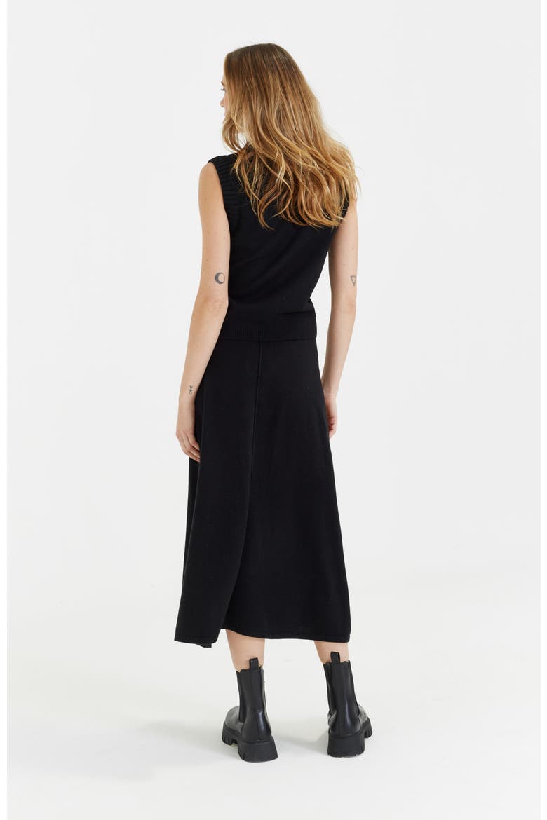 Wool Cashmere Midi Skirt, Alternate, color, Black