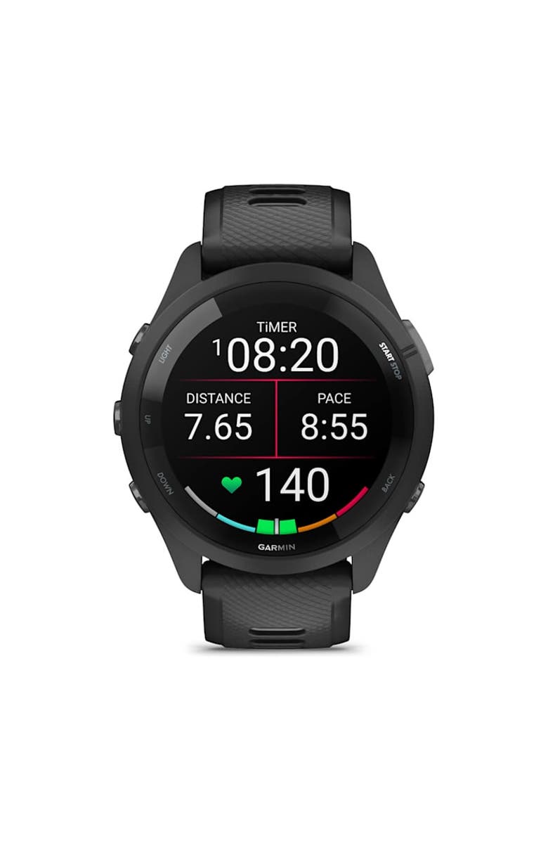 Garmin Forerunner 265, Black Bezel and Case with Black/Powder Gray Silicone Band, Alternate, color, Black Powder Gray