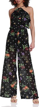 Avec Les Filles Rose Halter Neck Jumpsuit