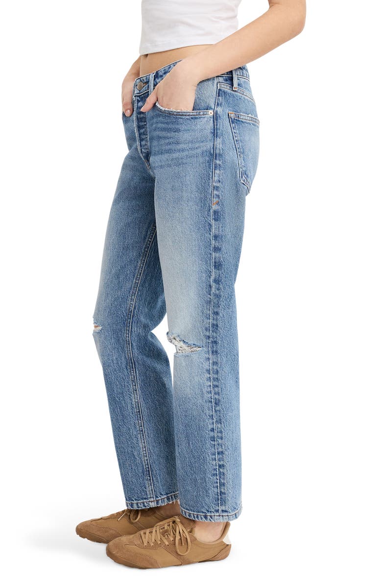 Good American Ripped Ankle Straight Leg Jeans, Alternate, color, Indigo1221