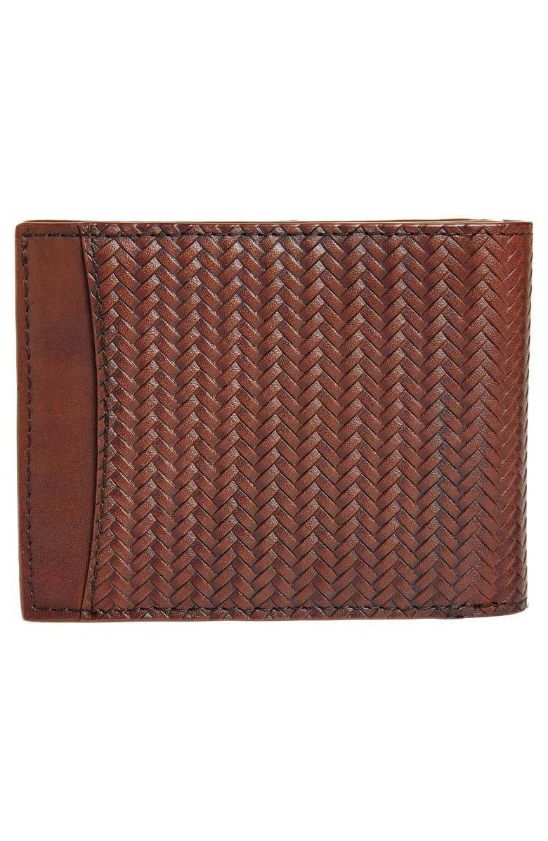 Johnston & Murphy Basketweave Leather Bifold Wallet, Alternate, color, 