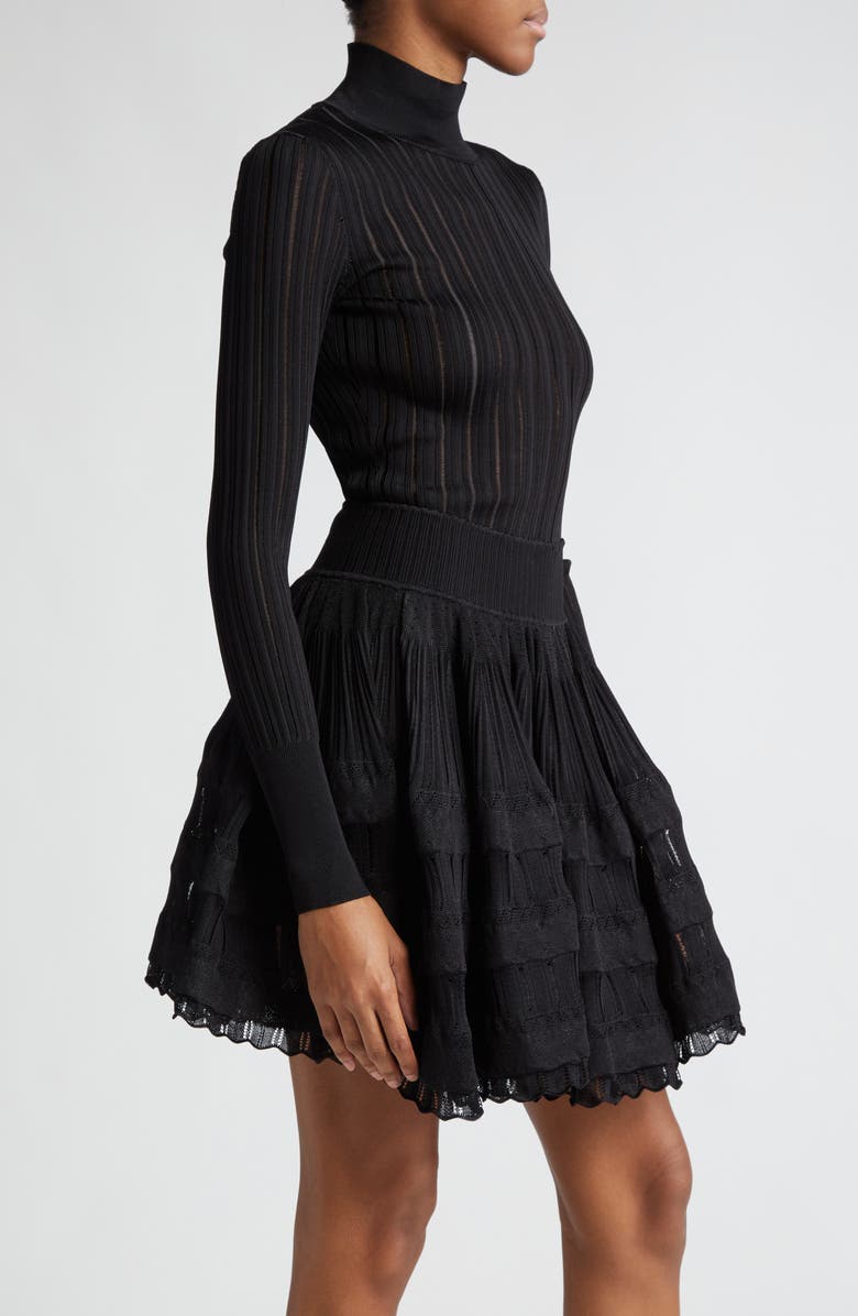 Alaïa Crinoline Rib Mock Neck Sweater, Alternate, color,