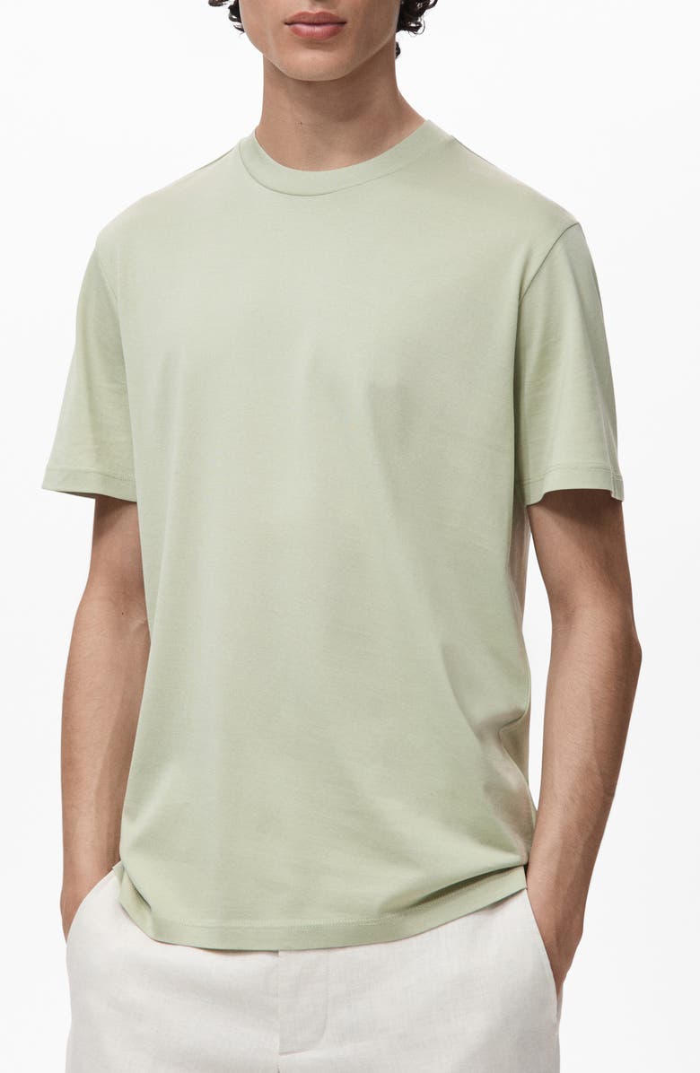 MANGO Slim Fit Cotton T-Shirt, Main, color, Mint Green