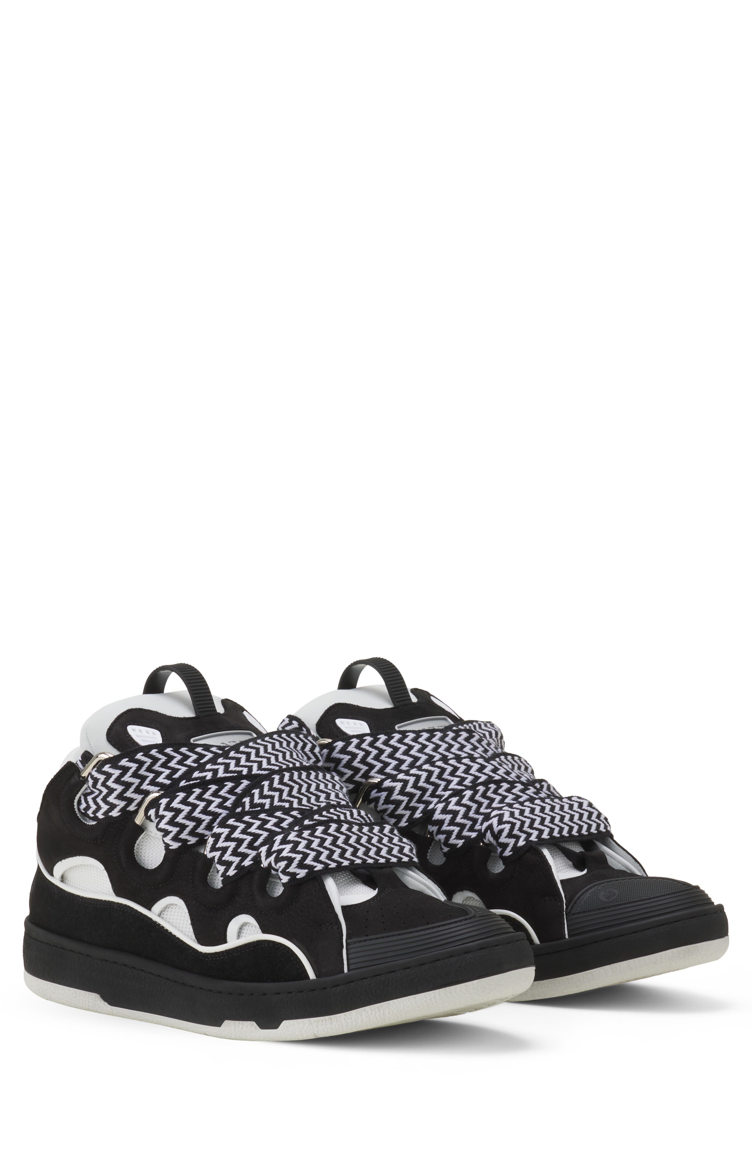 Lanvin Curb Sneakers In Leather, Alternate, color, Black/White