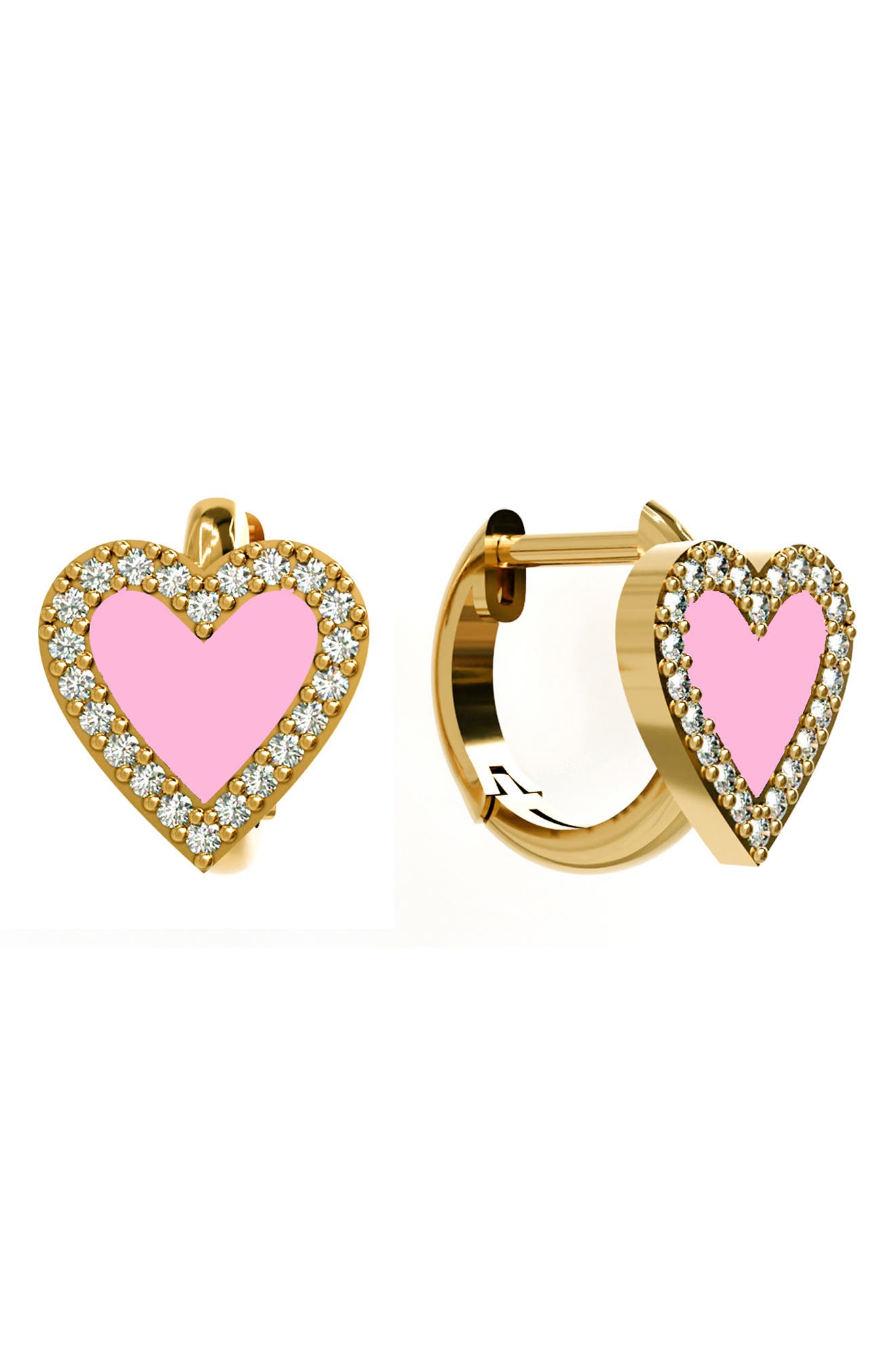 GABI RIELLE Heart Cubic Zirconia Pavè Huggie Hoops